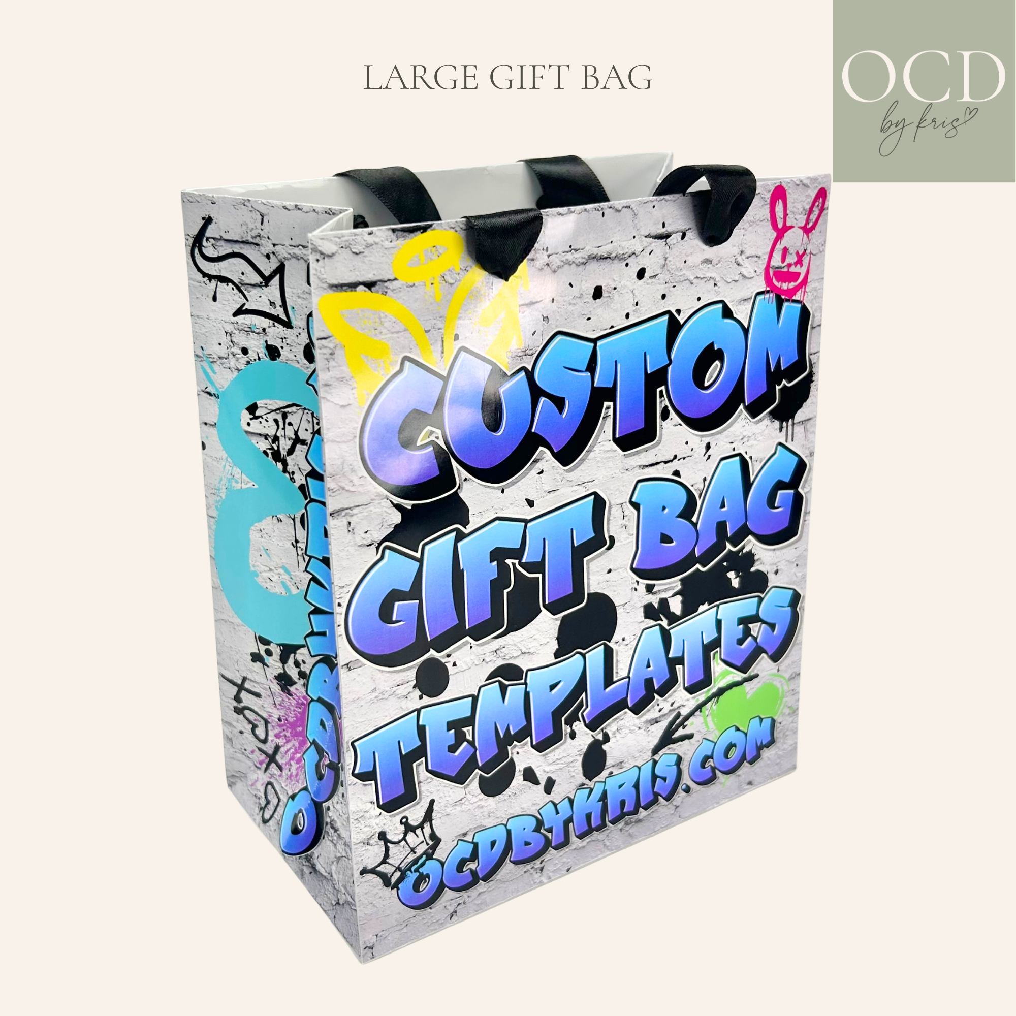Large Gift Bag Template - 6 7/8"(L) x 3 7/8"(W) x 8"(H)
