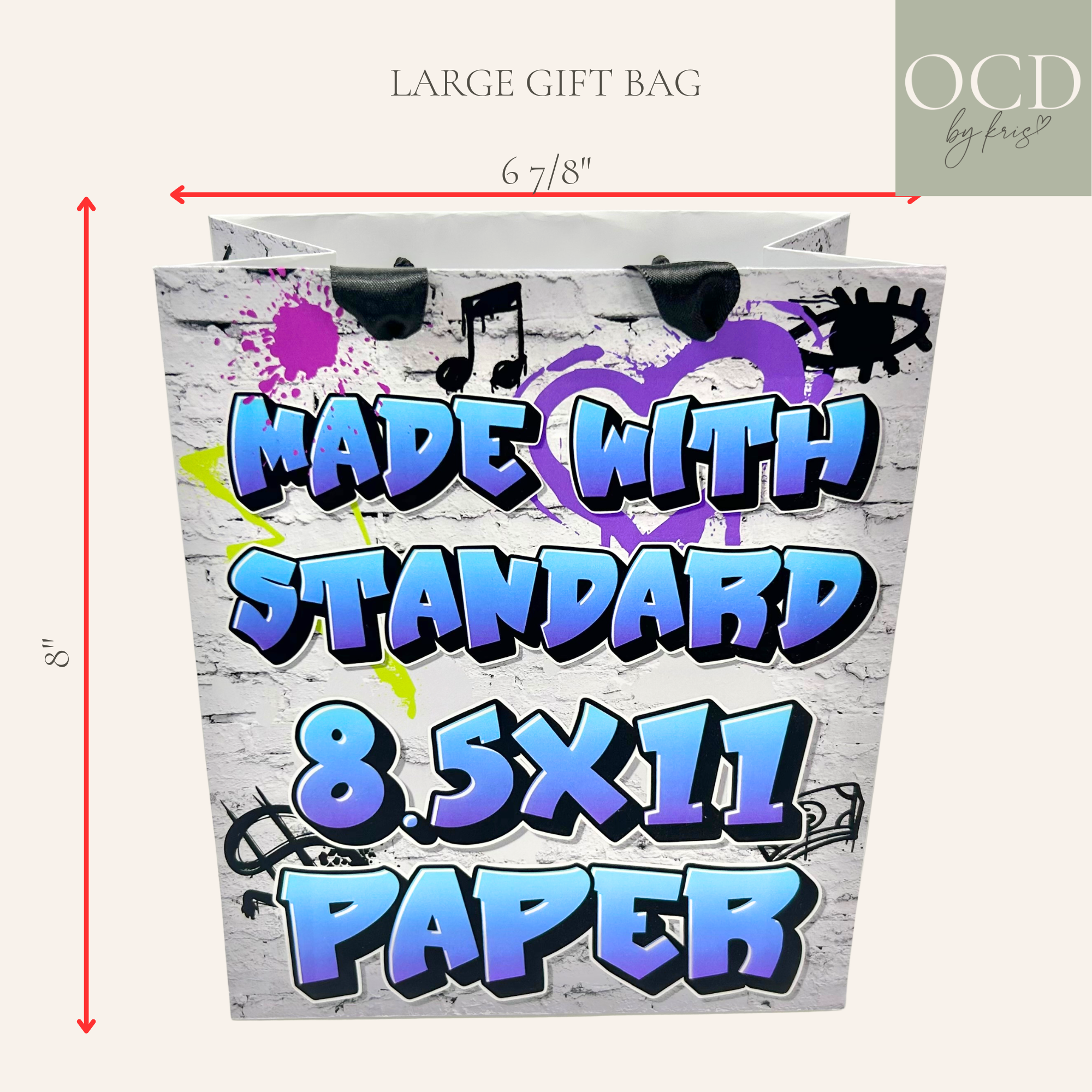 Large Gift Bag Template - 6 7/8"(L) x 3 7/8"(W) x 8"(H)