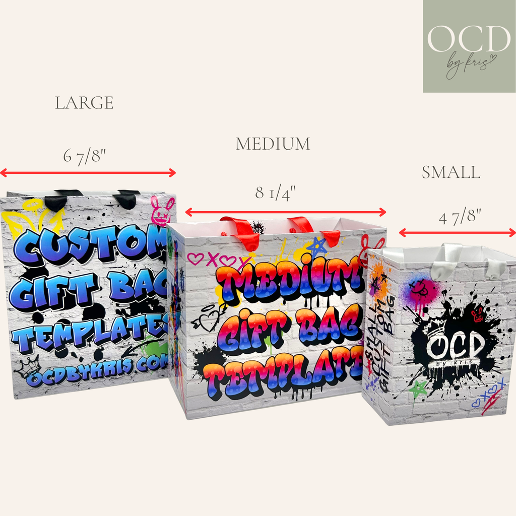 Medium Gift Bag Template - 8 1/4"(L) x 3 7/8"(W) x 6 7/8"(H)