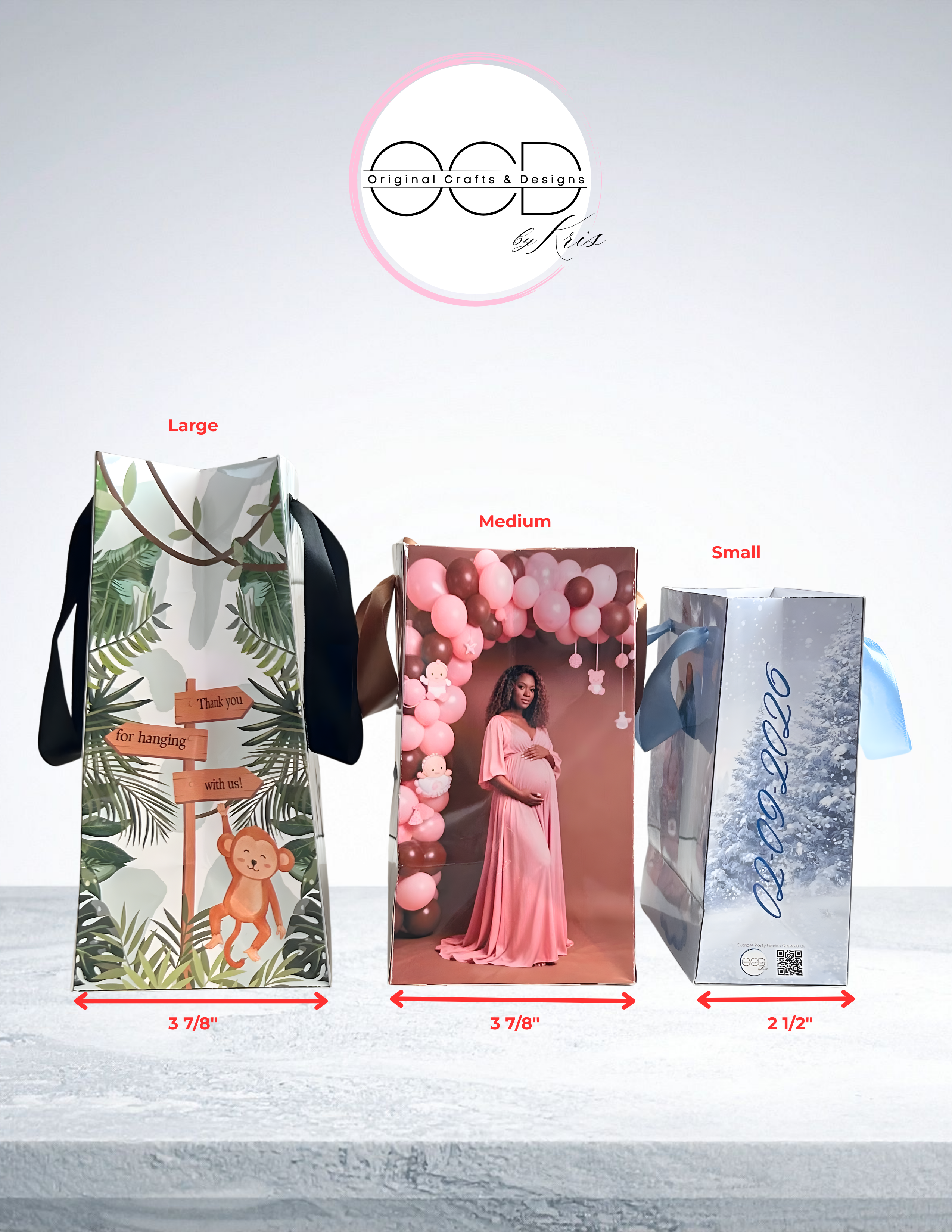 Small Photo Gift Bag Template - 4 7/8"(L) x 2 1/2"(W) x 6 1/8"(H)