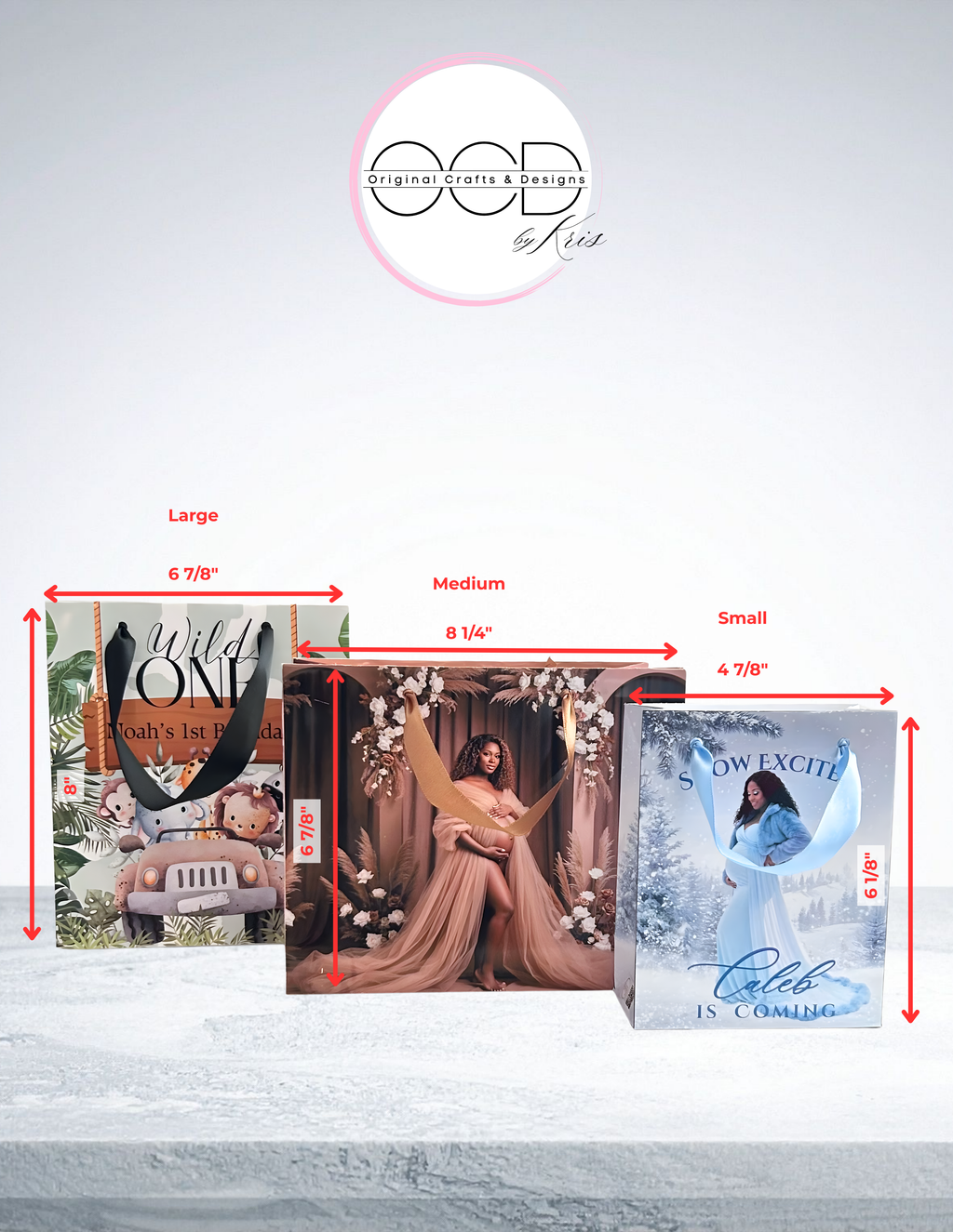 Large Photo Gift Bag Template - 6 7/8"(L) x 3 7/8"(W) x 8"(H)