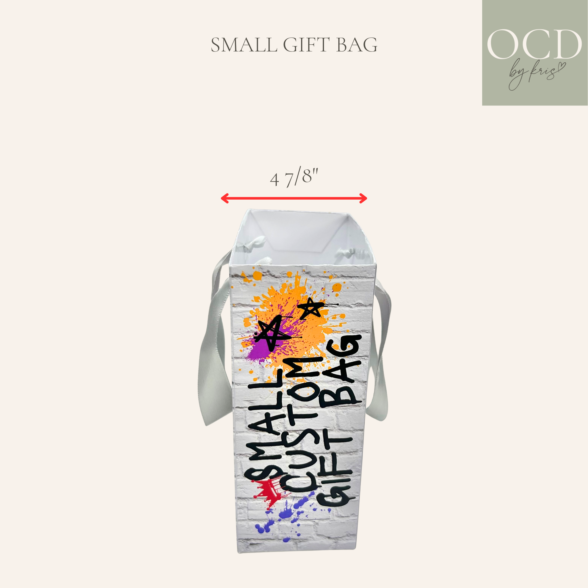 Small Gift Bag Template - 4 7/8"(L) x 2 1/2"(W) x 6 1/8"(H)