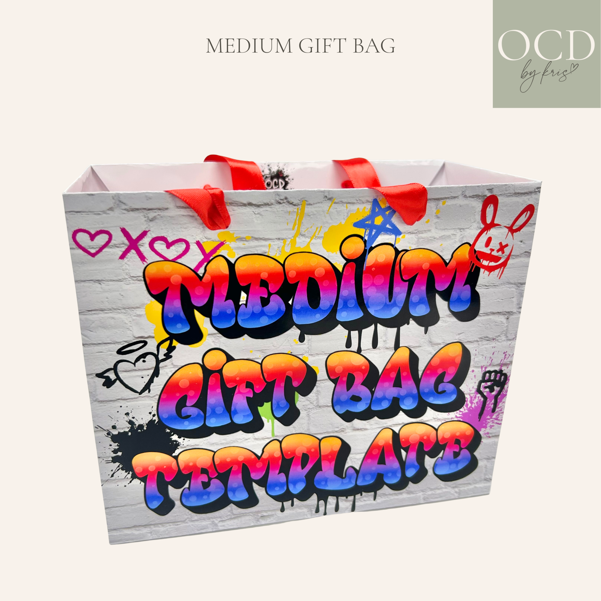 Medium Gift Bag Template - 8 1/4"(L) x 3 7/8"(W) x 6 7/8"(H)