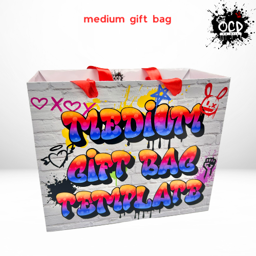Medium Gift Bag Template - 8 1/4"(L) x 3 7/8"(W) x 6 7/8"(H)