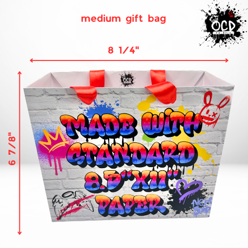 Medium Gift Bag Template - 8 1/4"(L) x 3 7/8"(W) x 6 7/8"(H)